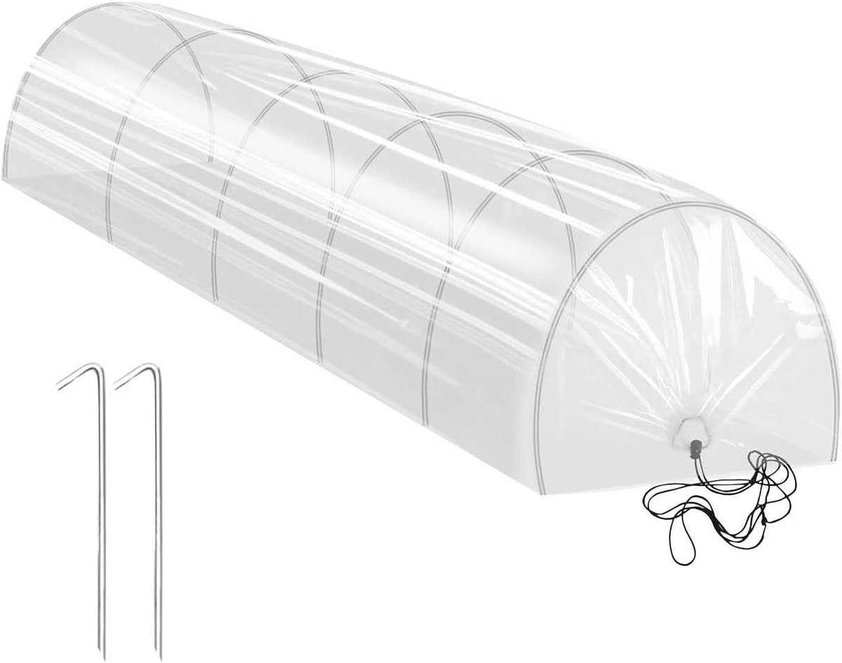 Draagbare Tunnelkas - Kleine Kas - Planten Beschermen - Verstelbaar Frame - 300x45x45cm - Wit