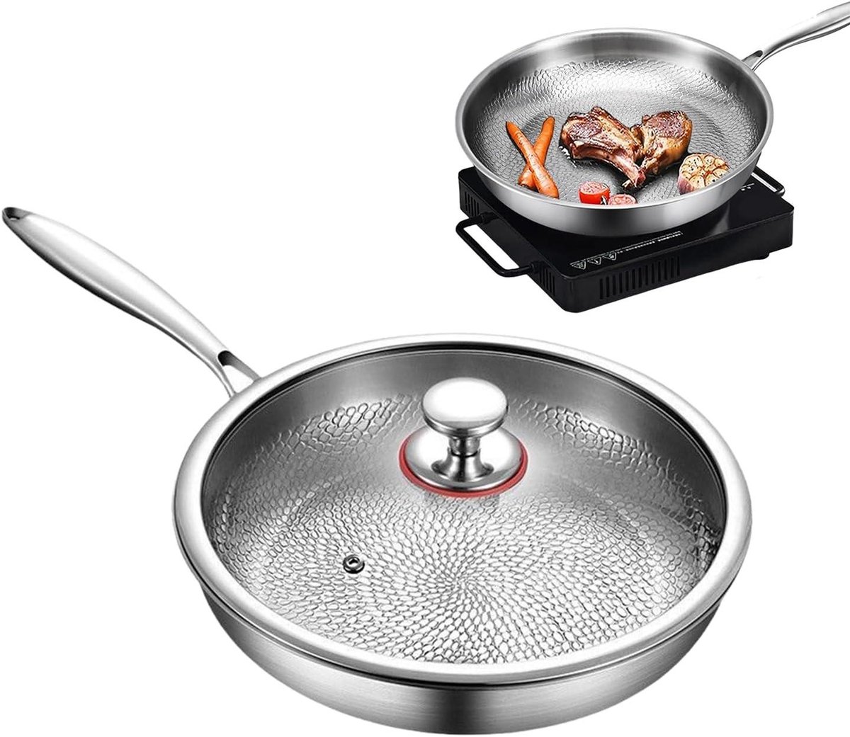Titanium Kookpan - Antiaanbak Pan - Dagelijks Koken - Gelijkmatige Verwarming - 28 cm Diameter - Zilver