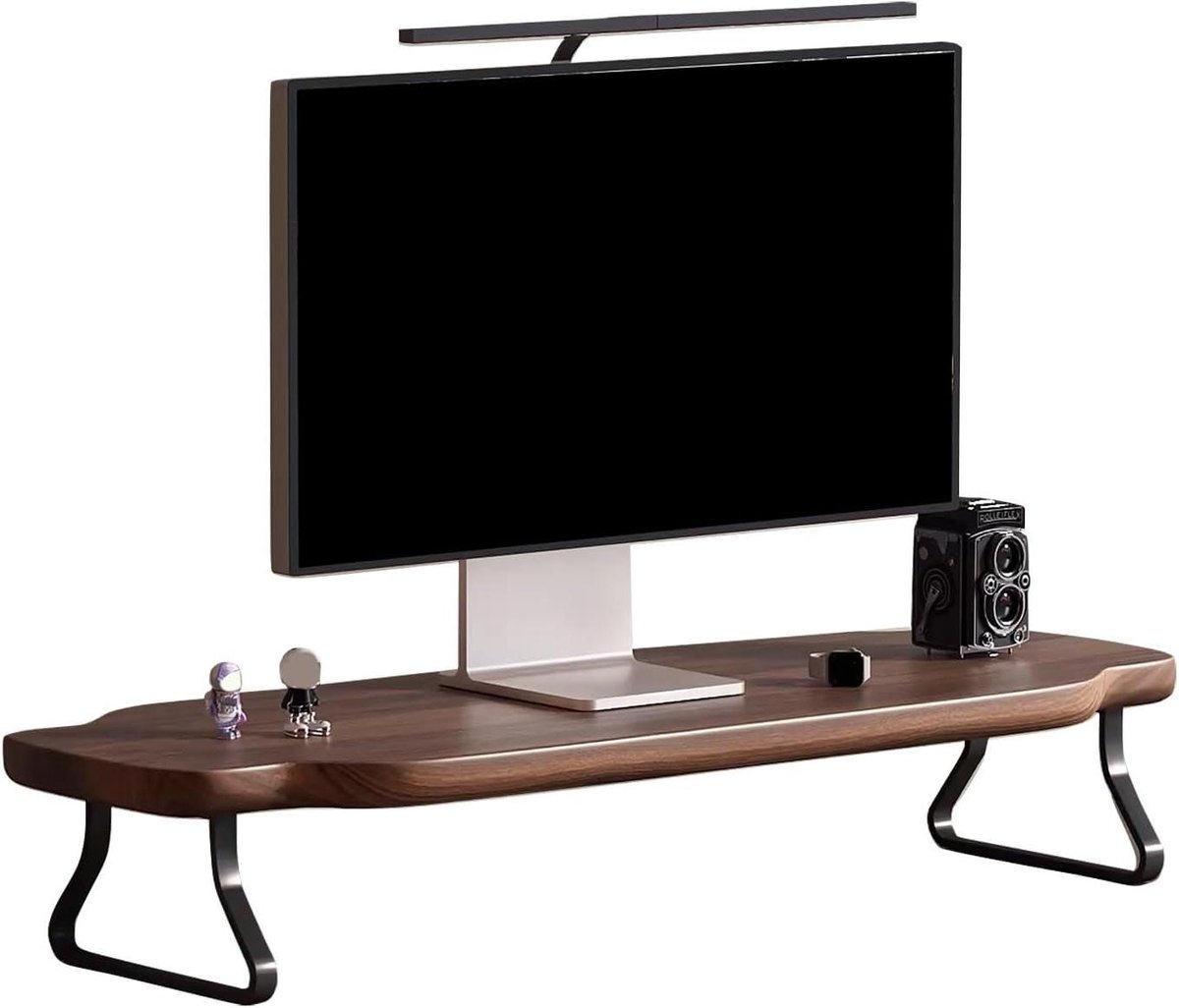 Monitorverhoger Stand - Bureau Organizer - Ergonomisch Zitten - Roestvrij Staal - 100 cm - Bruin