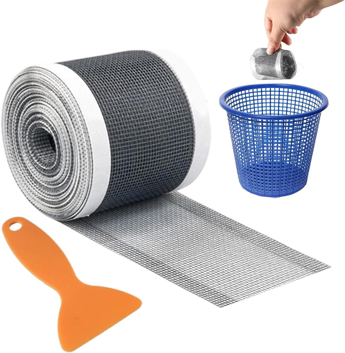 Haarvanger Doucheafvoer - Mesh Stickers - Verstoppingen Voorkomen - Flexibel Verstelbaar Ontwerp - 12 x 4 m - Wit