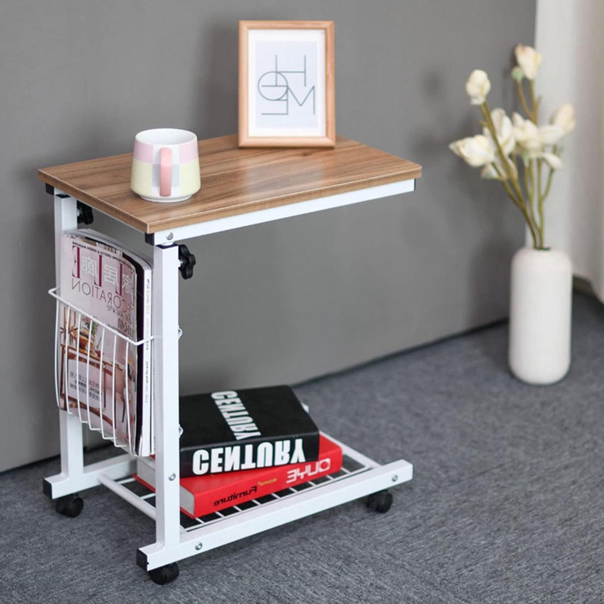 Staand bureau - Laptop tafel - Comfortabel werken - In hoogte verstelbaar - 56-76 cm - Teak