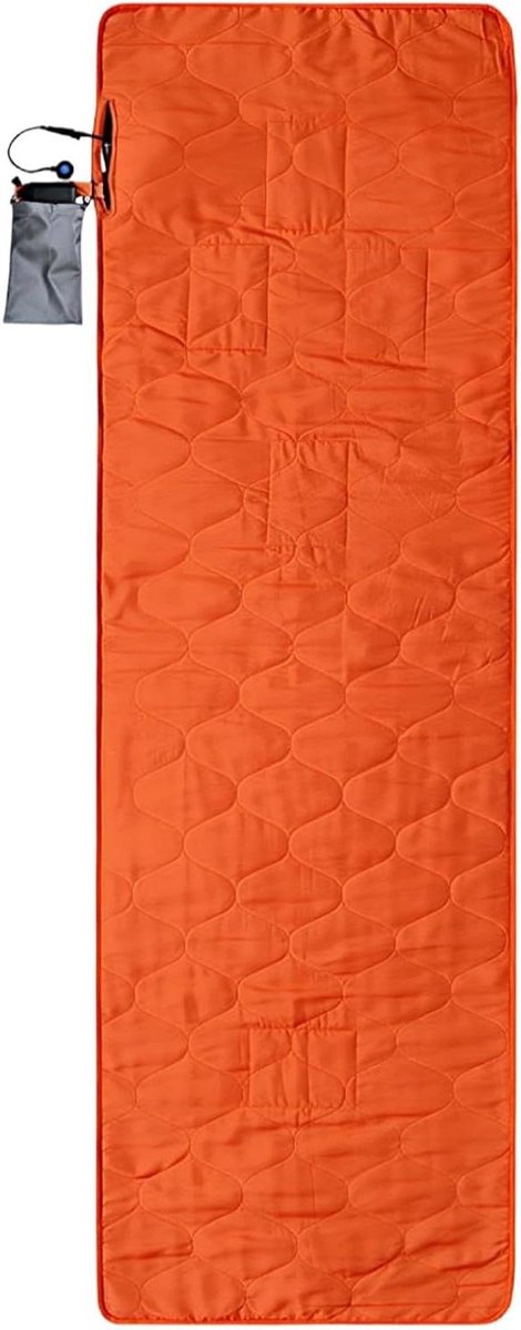 Verwarmd Slaapkussen - Draagbare Warmer - Kamperen & Yoga - Volledige Lichaamswarmte - 200 x 62 cm - Oranje