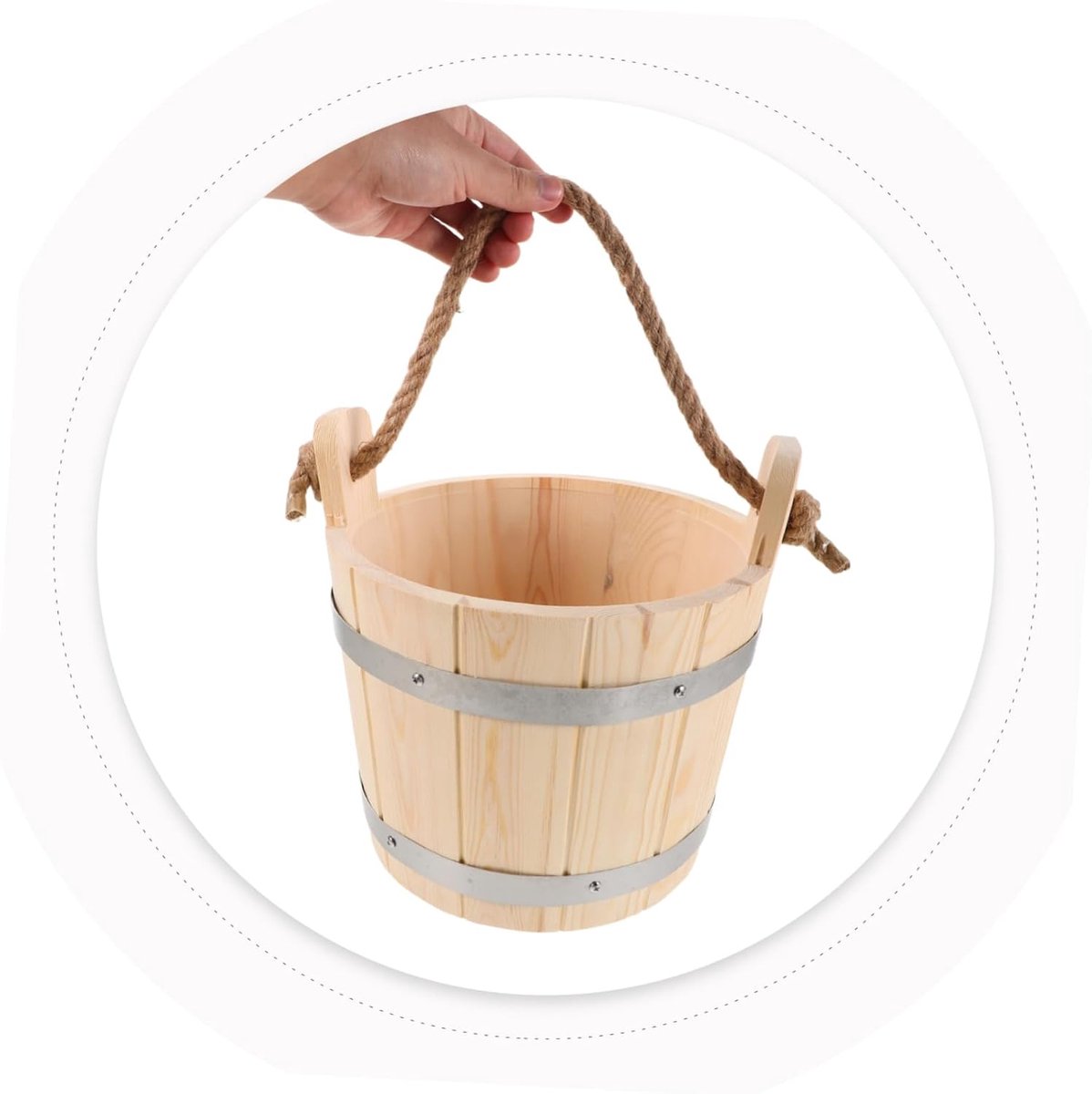 Sauna Emmer met Schep - Sauna Accessoires Hout - Ontspannende Sauna Sessies - Hitte- en Vochtbestendig - 24.5 cm - Beige thumbnail 5