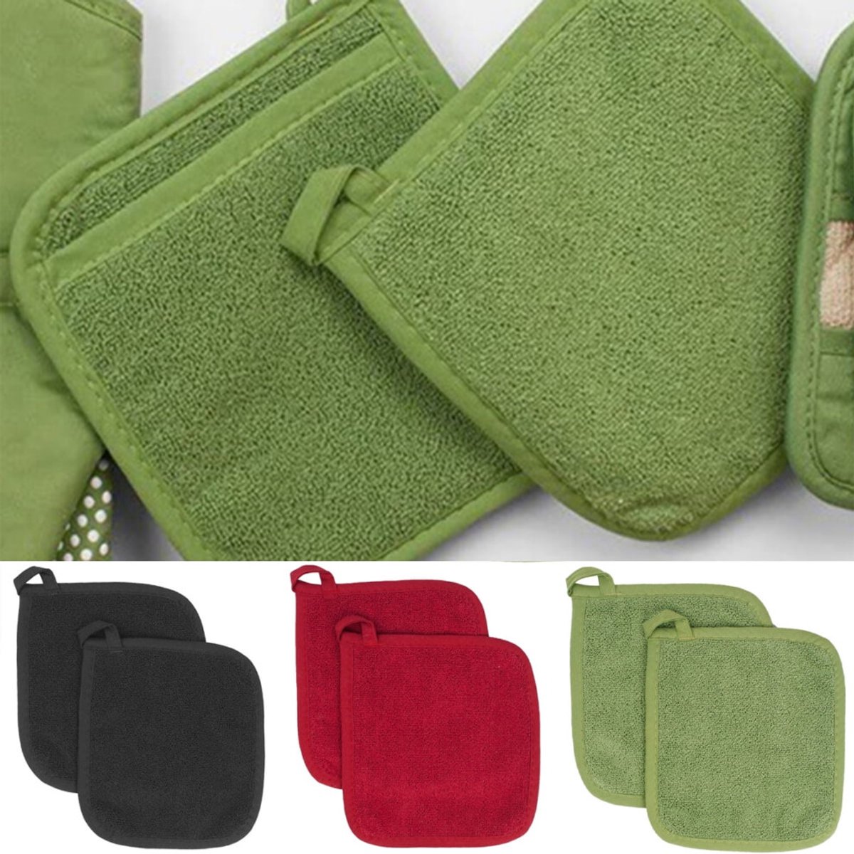 Katoenen keukenhandschoenen, 20x20 cm (2 stuks)