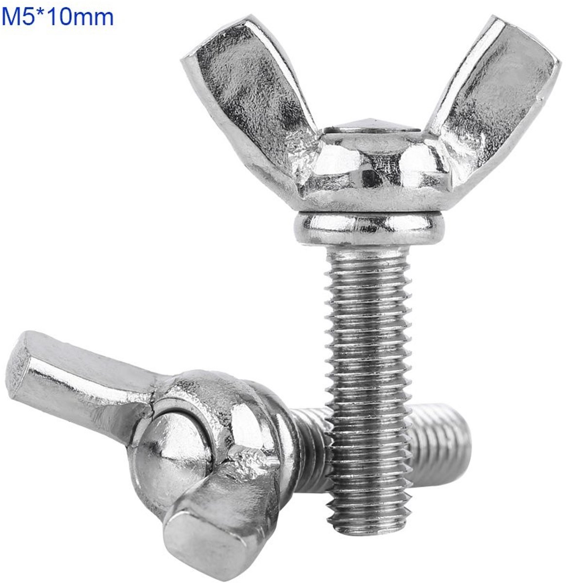 Dailygoods - Dailygoody - 10 M5 Vleugelschroeven - Roestvrij Staal - Corrosiebestendig - Zilver - Geschikt voor Machines en Meubels - Hoogwaardige Kwaliteit