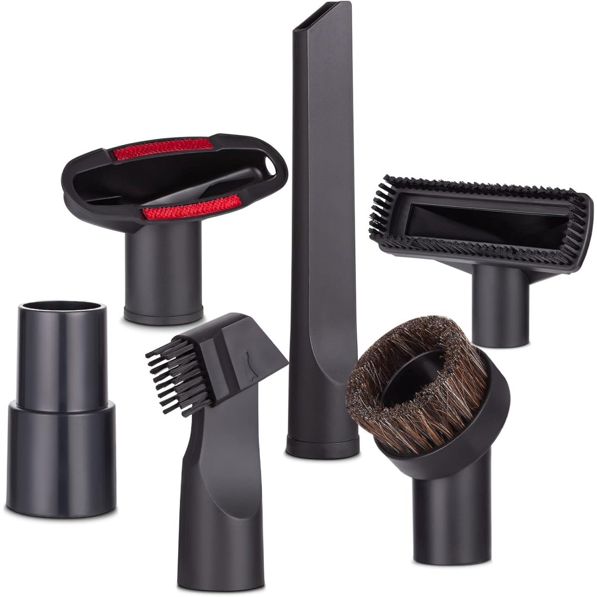 TOVBMUP Stofzuigaccessoires - Meubelzuigmonden - inclusief lange platte zuigmond, bankzuigmond, 2-in-1 platte zuigmond, paardenhaar ronde borstel, T-borstel, 32-35 mm adapter