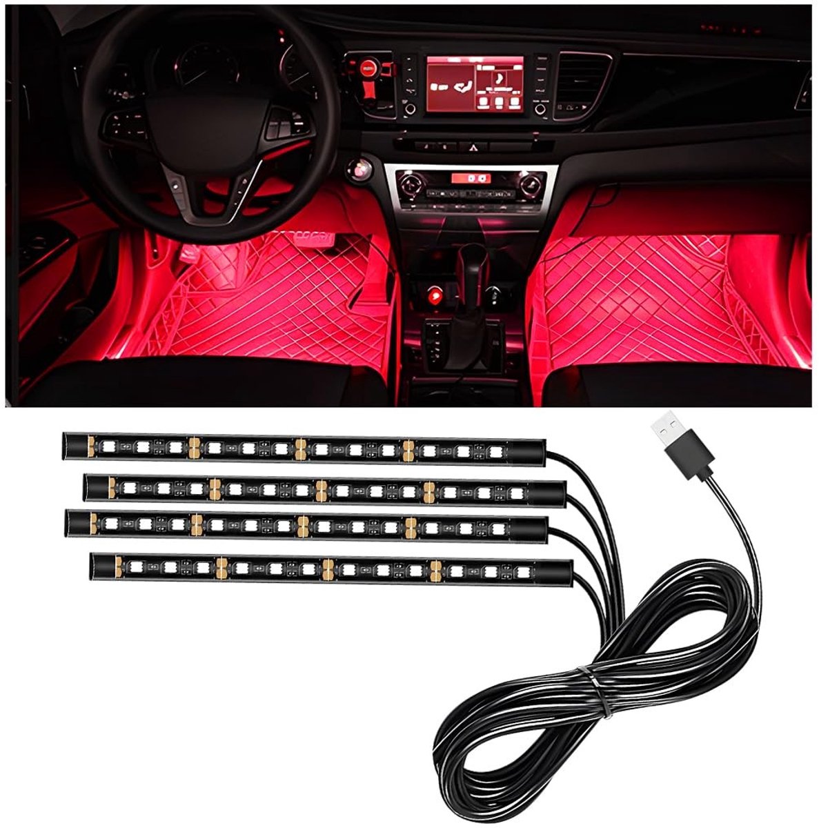 Dailygoods - LED Sfeerverlichting voor Auto Interieur met Waterdichte Strip