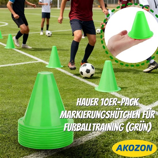 Markeringskegels Set - Trainingskegels Voetbal - Sport Training - Set van 10 stuks - 20 cm Hoog - Groen van Merkloos — afbeelding 4