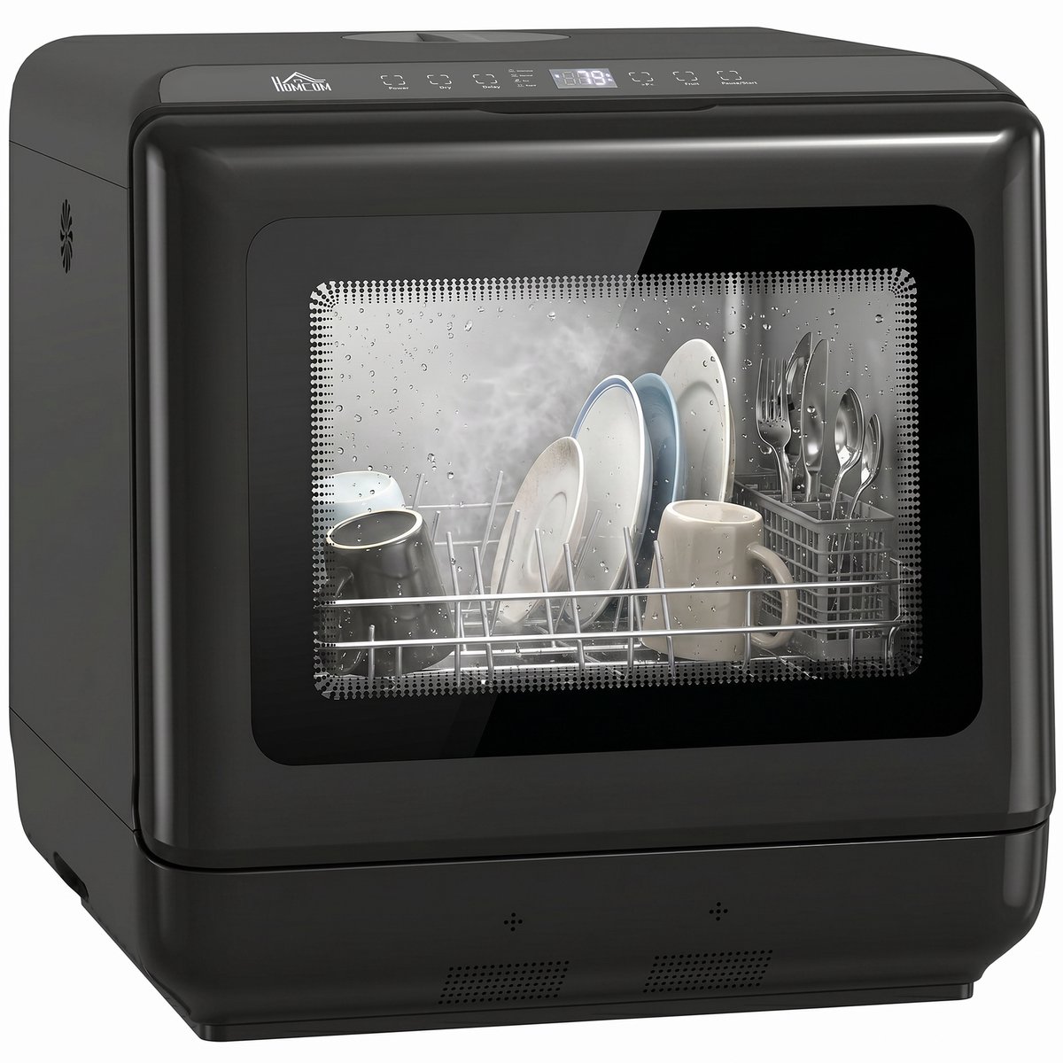 Homcom Vaatwasser-ABS, Gehard glas-45L x 44B x 45,8H cm-Zwart