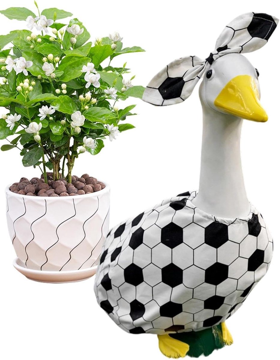 Ganzenkostuum Voetbal - Tuinfiguur Outfit - Tuindecoratie - Duurzaam Polyester - 58 cm - Multicolor