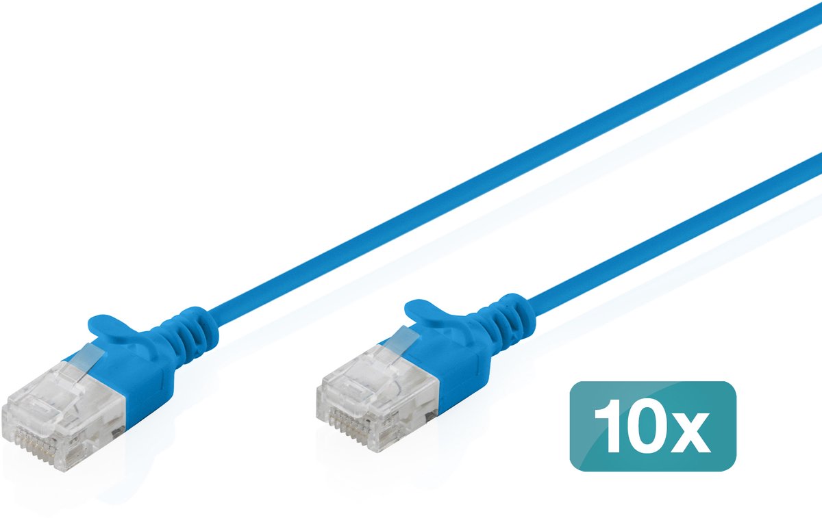 Image of Digitus DK-1618-020S-B-10 RJ45 Netwerkkabel, patchkabel CAT 6 U/UTP 2 m Blauw 10 stuk(s)