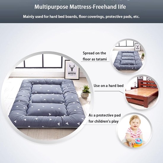 Japanse Vloermatras - Futon Matras - Comfortabel Slapen - Opvouwbaar Ontwerp - 1.5 x 2m - C — afbeelding 5