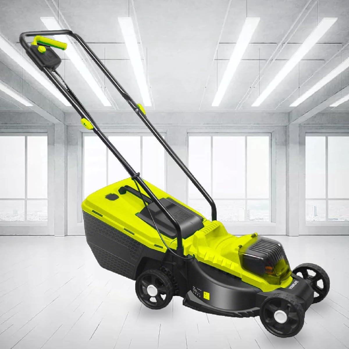 Elektrische Grasmaaier - Accu Grasmaaier - Gazon Onderhoud - Krachtige Borstelmotor - 33 cm Snijdbreedte - Groen Zwart