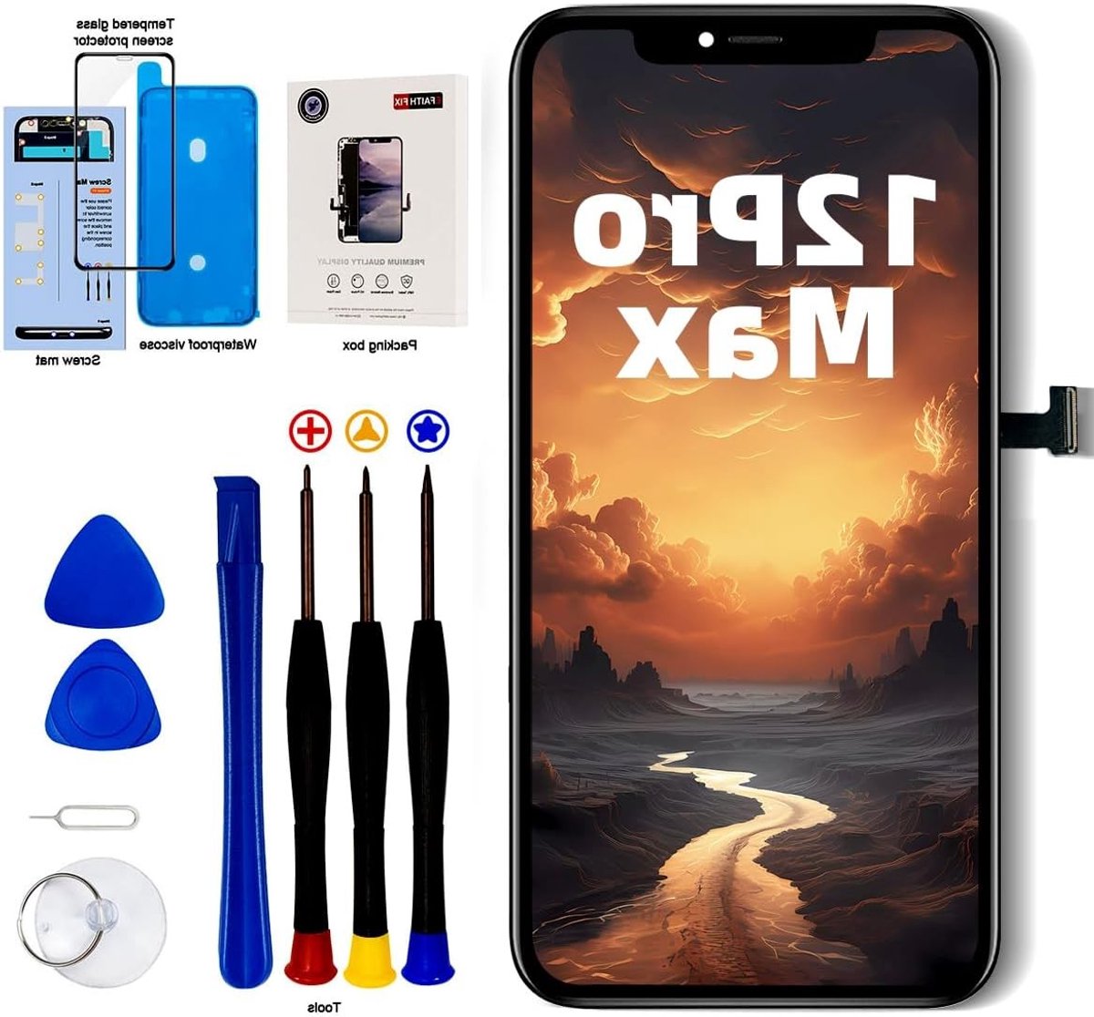 Vervangscherm voor iPhone 12 Pro Max 6.7 Inch LCD - Full HD Touchscreen Digitizer met Reparatieset, Screen Protector en Waterdichte Lijm