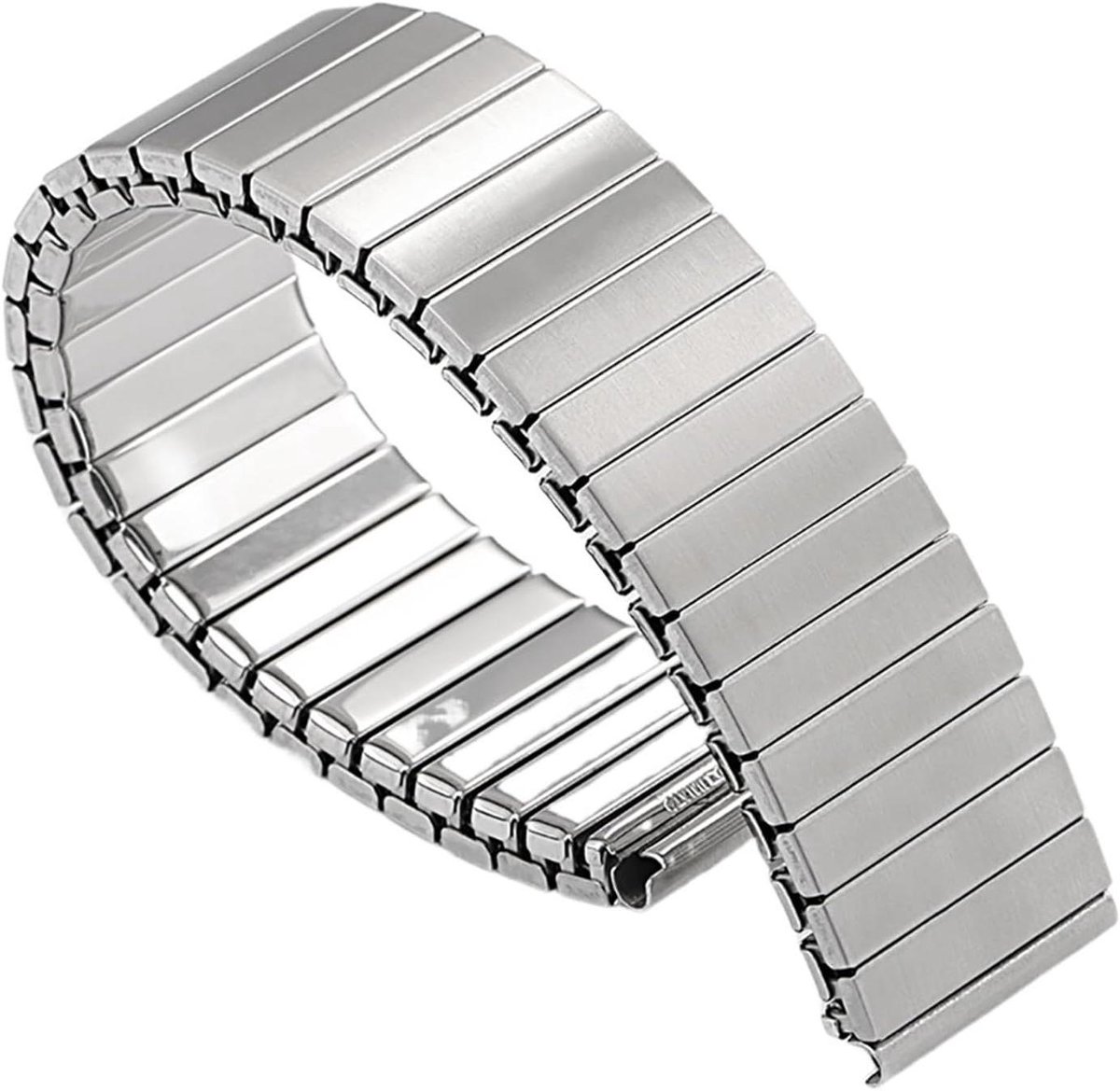 Horlogeband Metaal - Verstelbare Band - Dagelijks Gebruik - Elastisch Ontwerp - Unisex Maat - Zilverkleurig