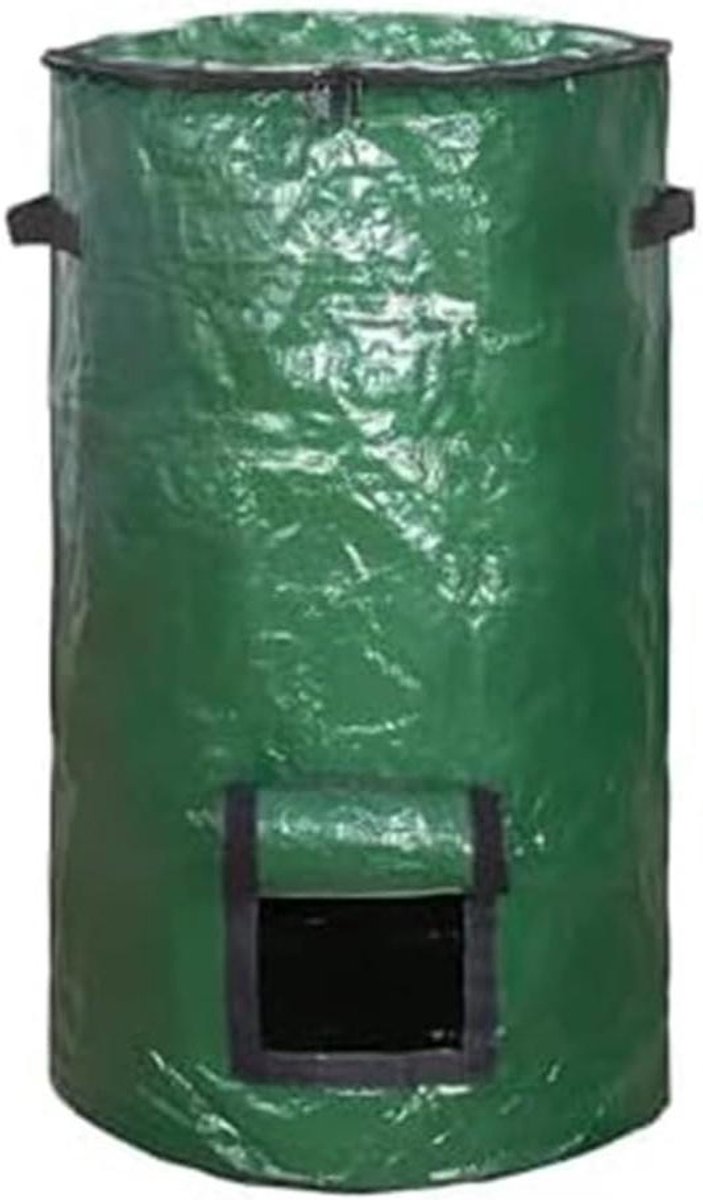 Compostcontainer Openlucht - Compostzak Tuin - Efficiënte Compostering - Gemakkelijk Toegangsvenster - 10 Gallon - Groen