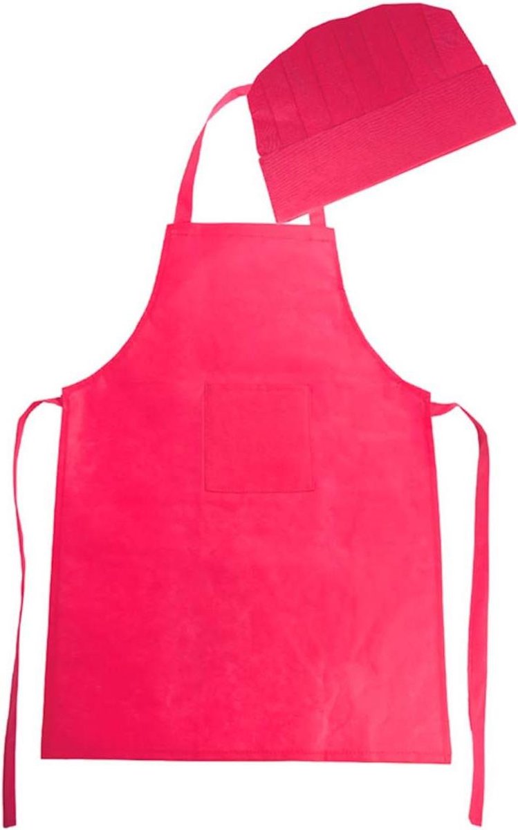 Kinder Schort Muts - Kookset Kinderen - Samen Koken - 5-delige Set - 60 x 40 cm - Fuchsia