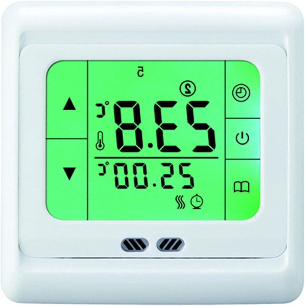 Slimme thermostaat - Vloerverwarming regelaar - Comfortabel wonen - Wekelijks programmeerbaar - 86x86x38.2mm - Groen