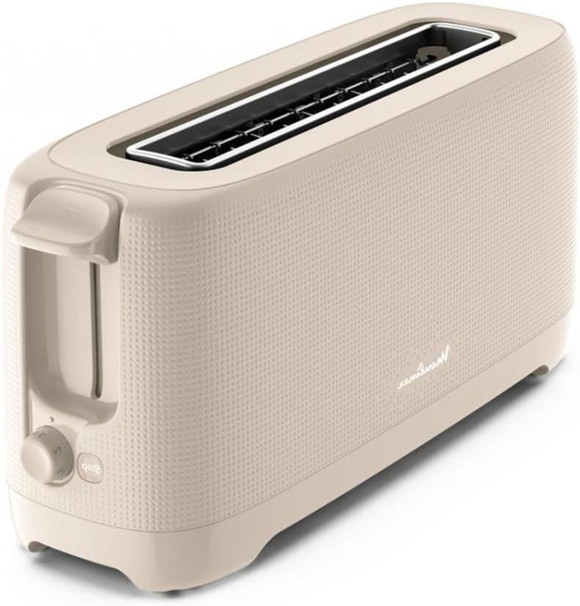 Broodrooster - Lange sleuf - Ontbijt Bereiden - Minimalistisch Design - 1000 Watt - Warmgrijs