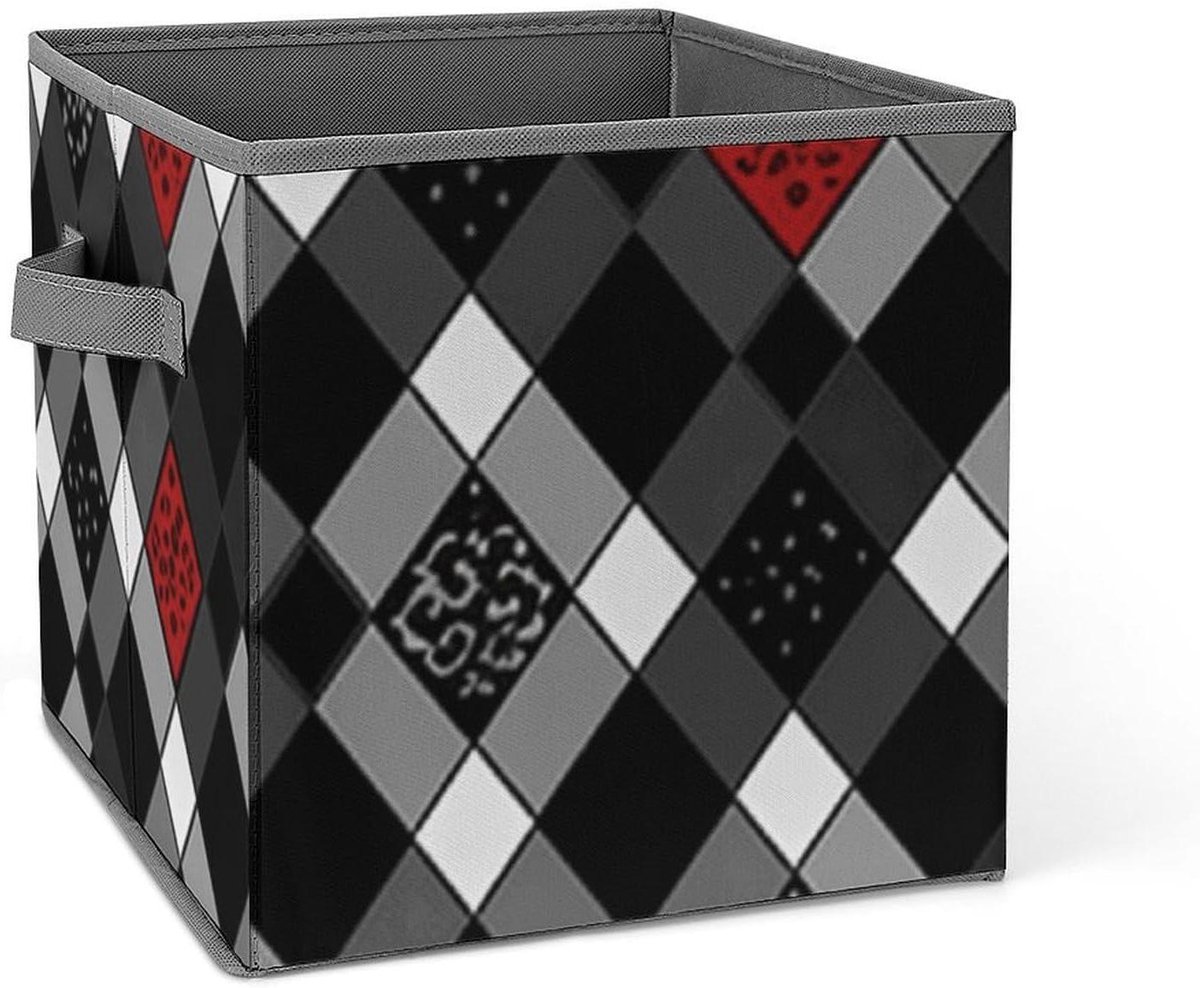 Opbergdozen - Opbergbakken mand - Thuis organiseren - Opvouwbaar ontwerp - 27x27x27 cm - Geruit