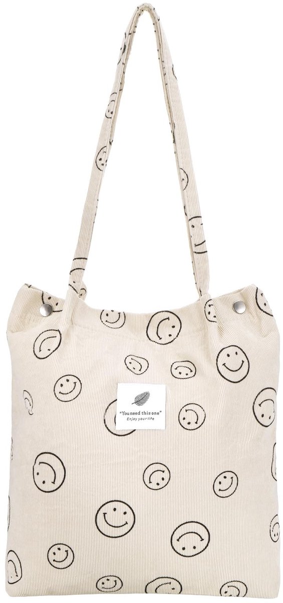 Cosensi - Dailygoody - Tote Bag - Corduroy - Zachte Handtas met Rits - Zwart - Veelzijdige Schoudertas voor Vrouwen - Perfect voor School en Werk