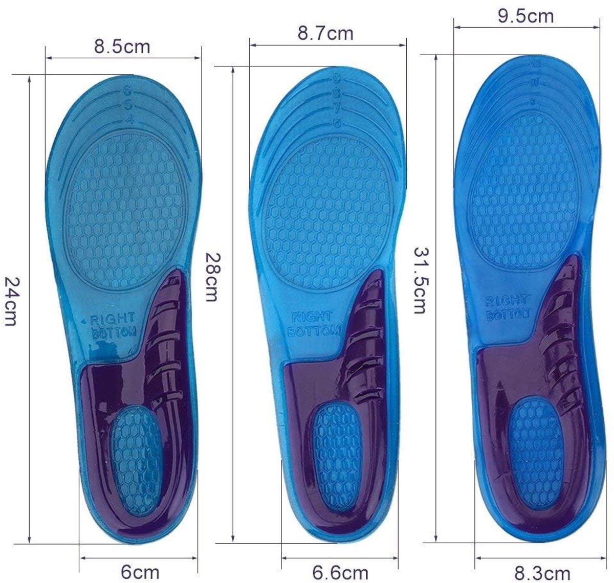 Cosensi - Dailygoods - Gel-Sport Inlegzolen - Orthopedisch en Comfortabel - L (44-50) - Ademend en Zacht - Schokbestendig - Geschikt voor Dames en Heren