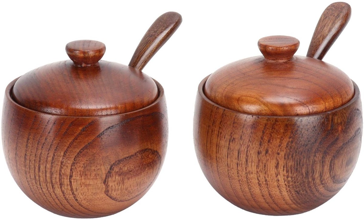 Dailygoods - Innovra - Dailygoods - Set van 2 Houten Kruidenopslagcontainers met Deksels