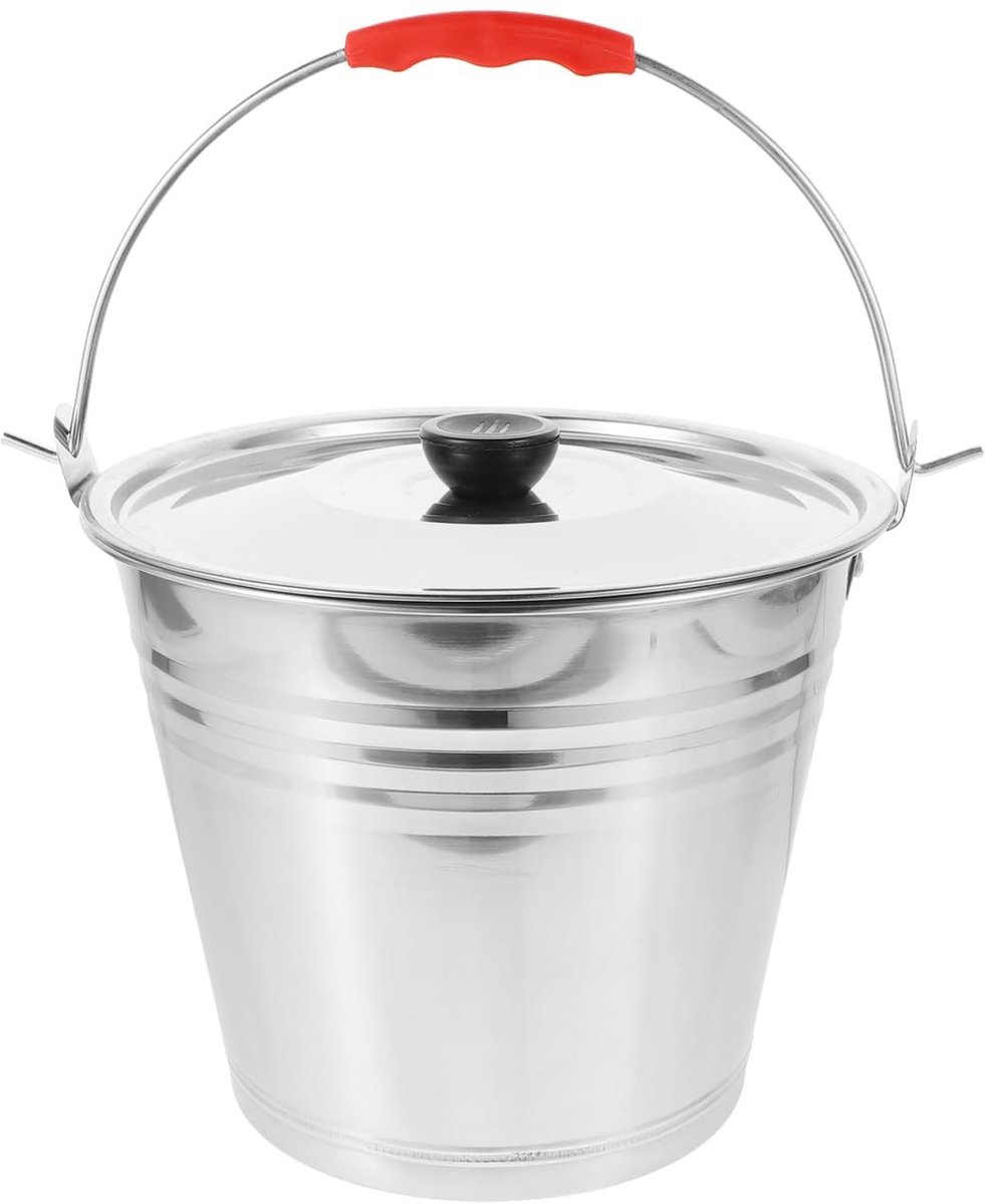 Dailygoods - RVS Melk Emmer met Deksel voor Dieren en Voedsel Prep