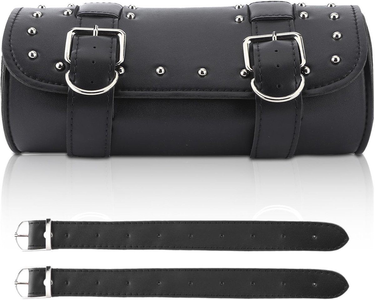 Dailygoods - Dailygoody - Universele Motorfiets Fork Bag - Vintage PU Leer, Waterdicht, Zwart