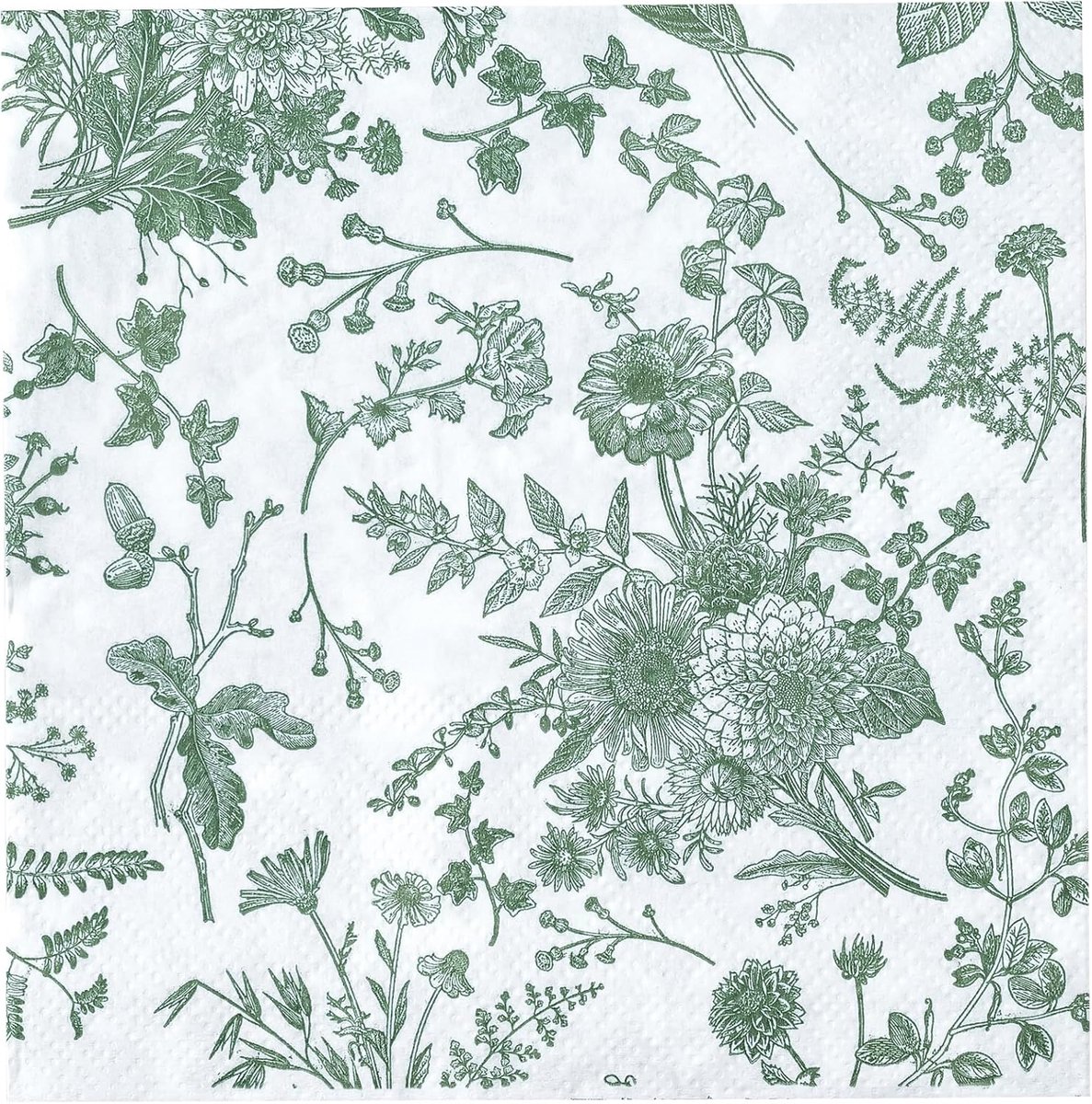 Servetten Papieren - Servetten - Tafel Servetten - Papier - Papieren Wegwerp Servetjes - Feestservetten - Voorjaar Servetten - Lunch/Diner Tafel Decoratie - 2 Laags - Wit en Groen - 12,7 x 12,7 cm - 25 Stuks - van Imperatoris