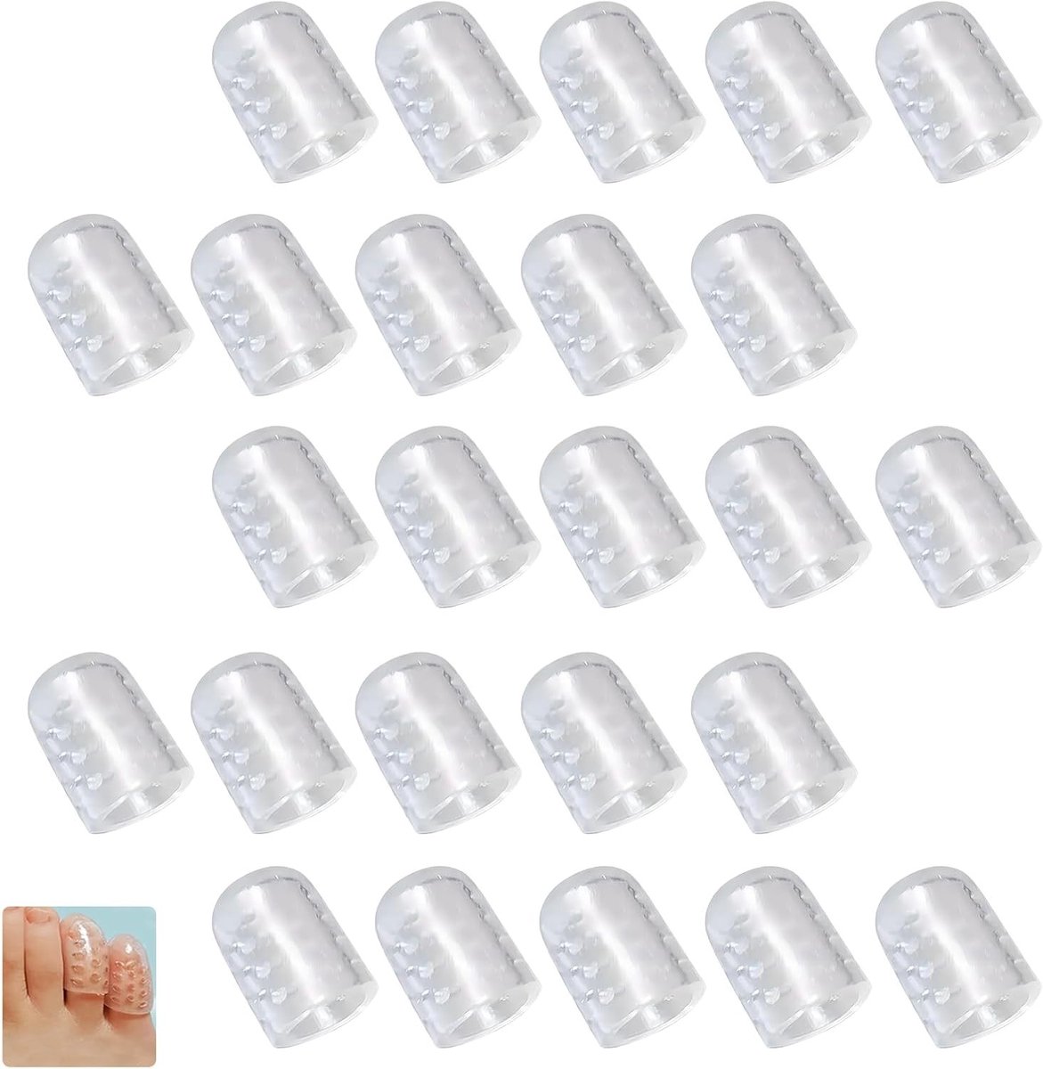Set van 30 Transparante Siliconen Teebeschermers met Kleine Gaten voor Blisters, Eelt en Ingegroeide Teennagels - Ademend en Comfortabel voor Dames en Heren