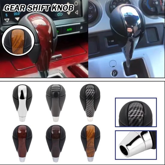 Schakelpook Knop - Versnellingspook Cover - Auto Interieur Tuning - Ergonomische Grip - 1 Stuk - Gele Houtnerf — afbeelding 3