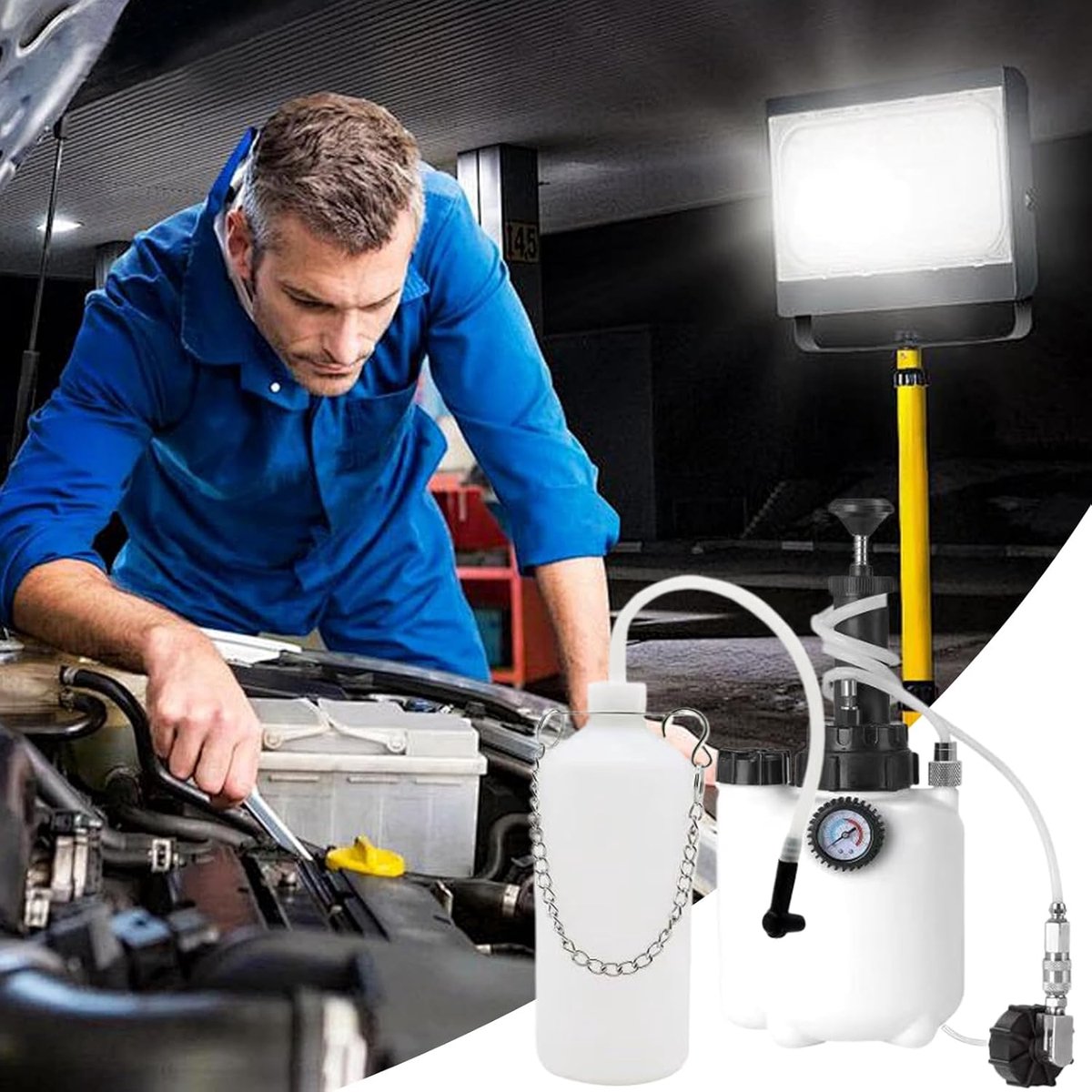 Remvloeistof Ontluchter - Remolie Wisselaar - Auto Onderhoud - Precisie Snelkoppeling - 3 Liter Capaciteit - Zwart
