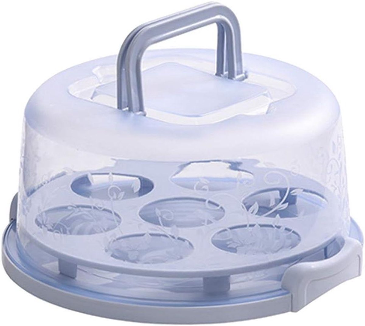 Taartdoos - Muffin Houder - Taart Vervoeren - Inklapbare Handvatten - 7 Cupcakes - Lichtblauw