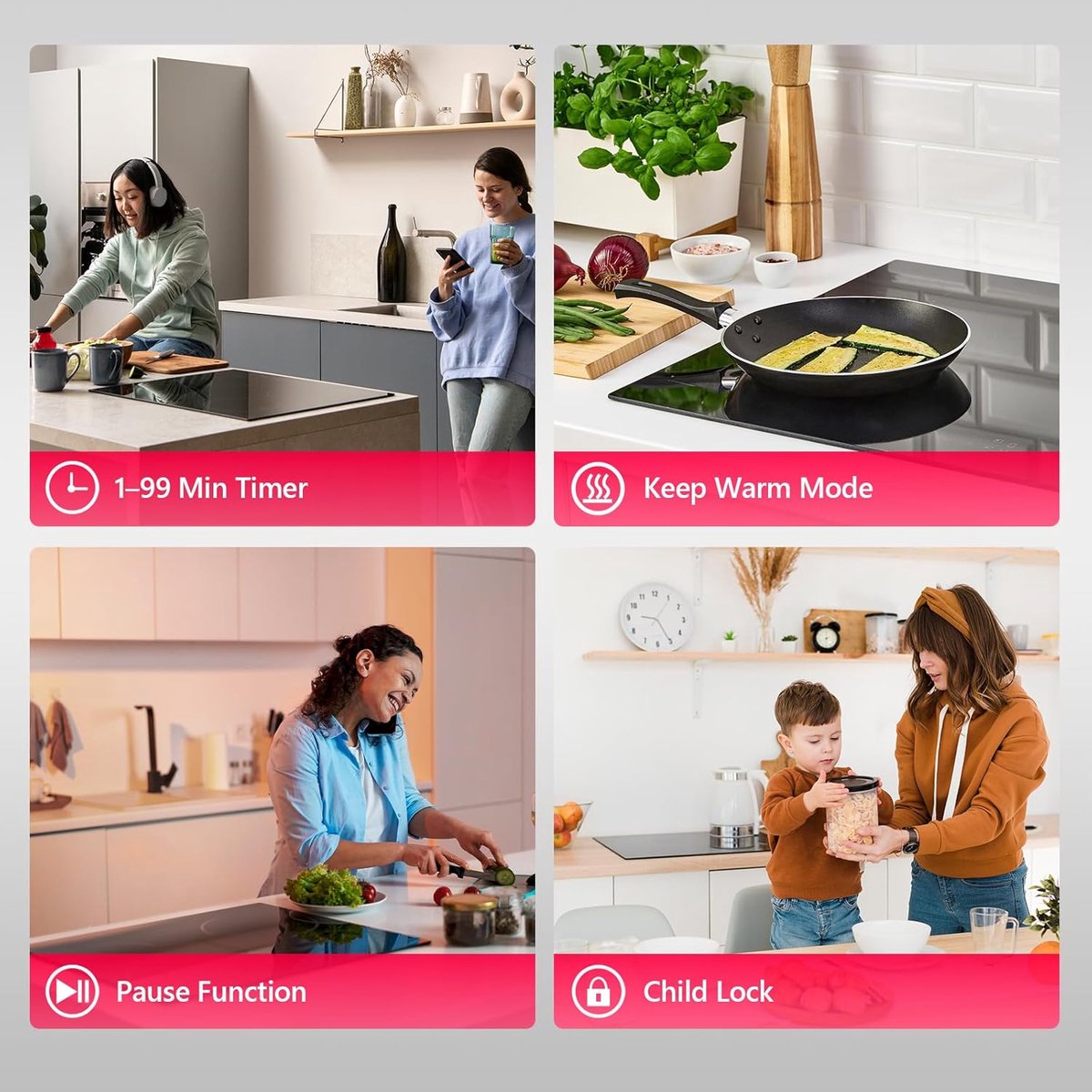 Keramische Kookplaat - Inbouw Kookplaat - Thuis Koken - Touch Bediening - 60 cm - Zwart
