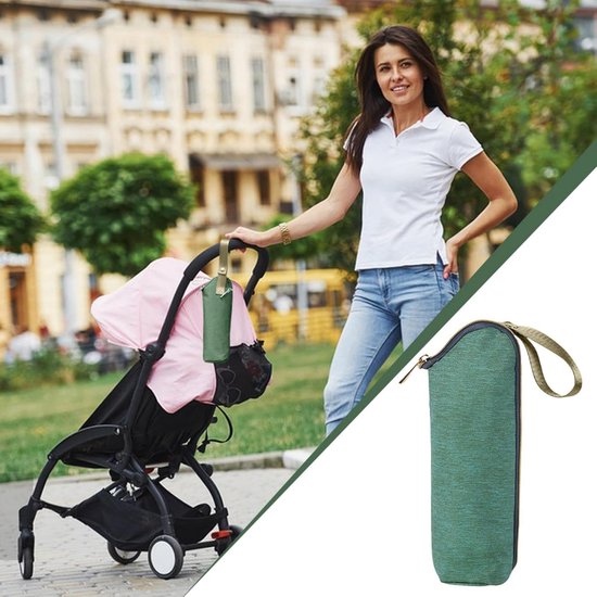 Koeltas voor moedermelk - warme hoes voor flesjes, thermotas voor babyfles - draagbare dikke reistransporthouder, geïsoleerde deken voor kinderfles, Groen, Se référer au descriptif, Zie beschrijving — afbeelding 5