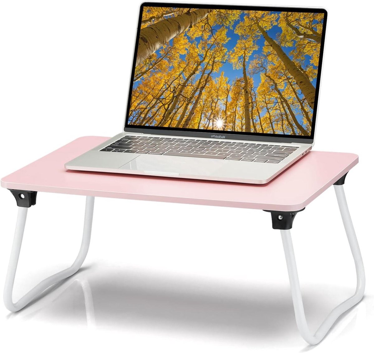 Laptop Tafel - Bedtafel Bureau - Comfortabel Werken - Inklapbare Poten - 1.22 kg - Roze