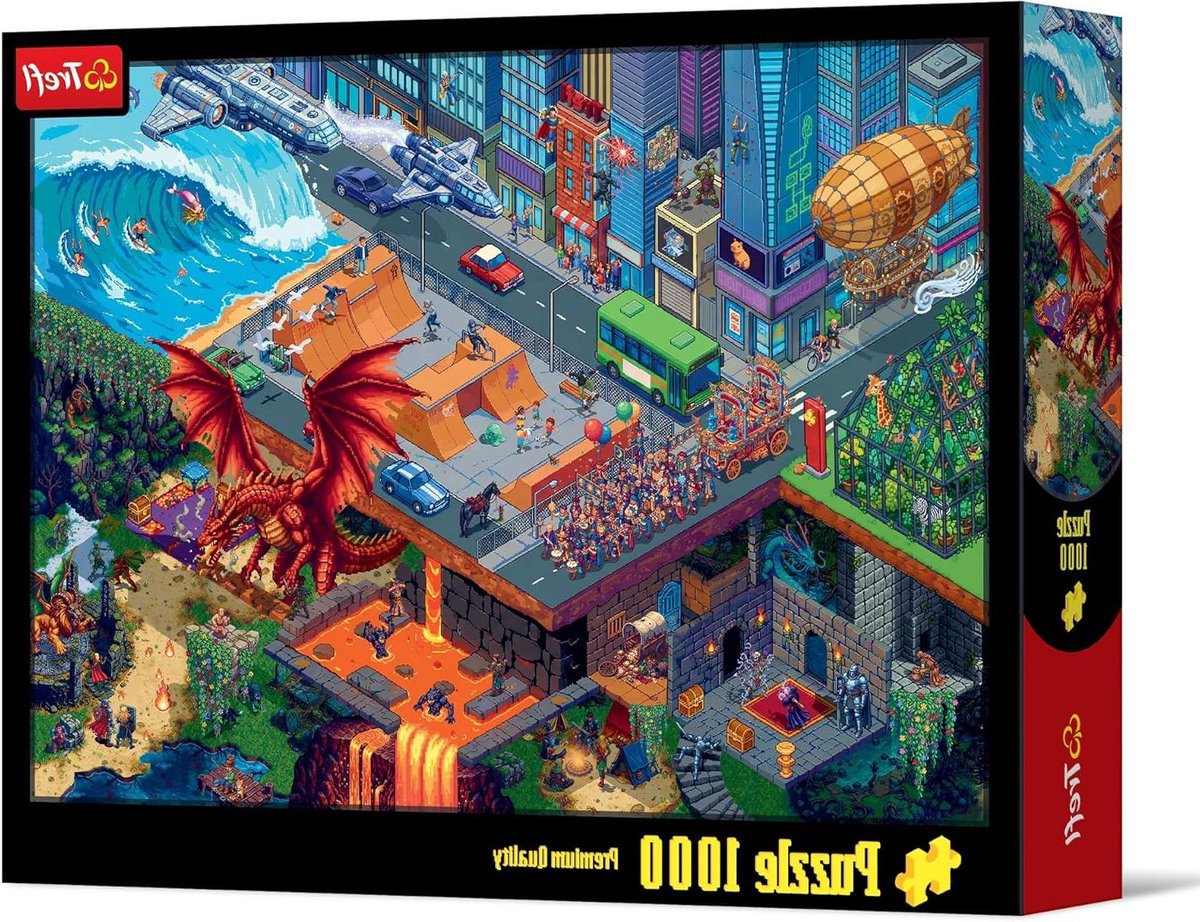 Pixel Stad Puzzel - Creatief Tijdverdrijf - Ontspannend Hobby - 1000 Stukjes - 680 x 480 mm - Multicolor