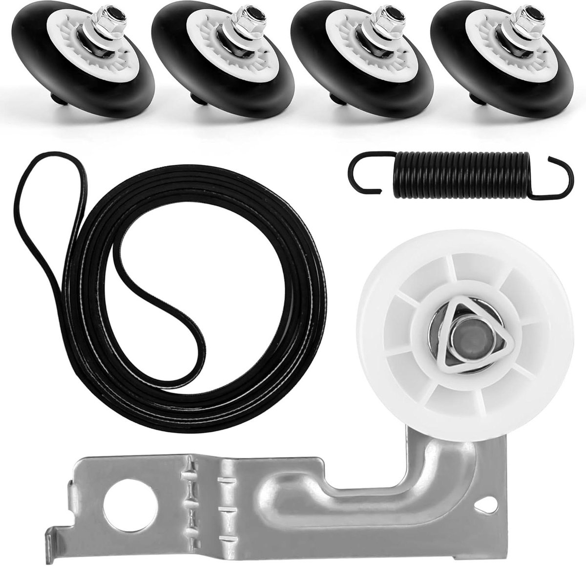 Droger Reparatiekit Onderdelen Set Droger Herstellen Verbeterde Kwaliteit 4 Rollen 1 Riem Wit
