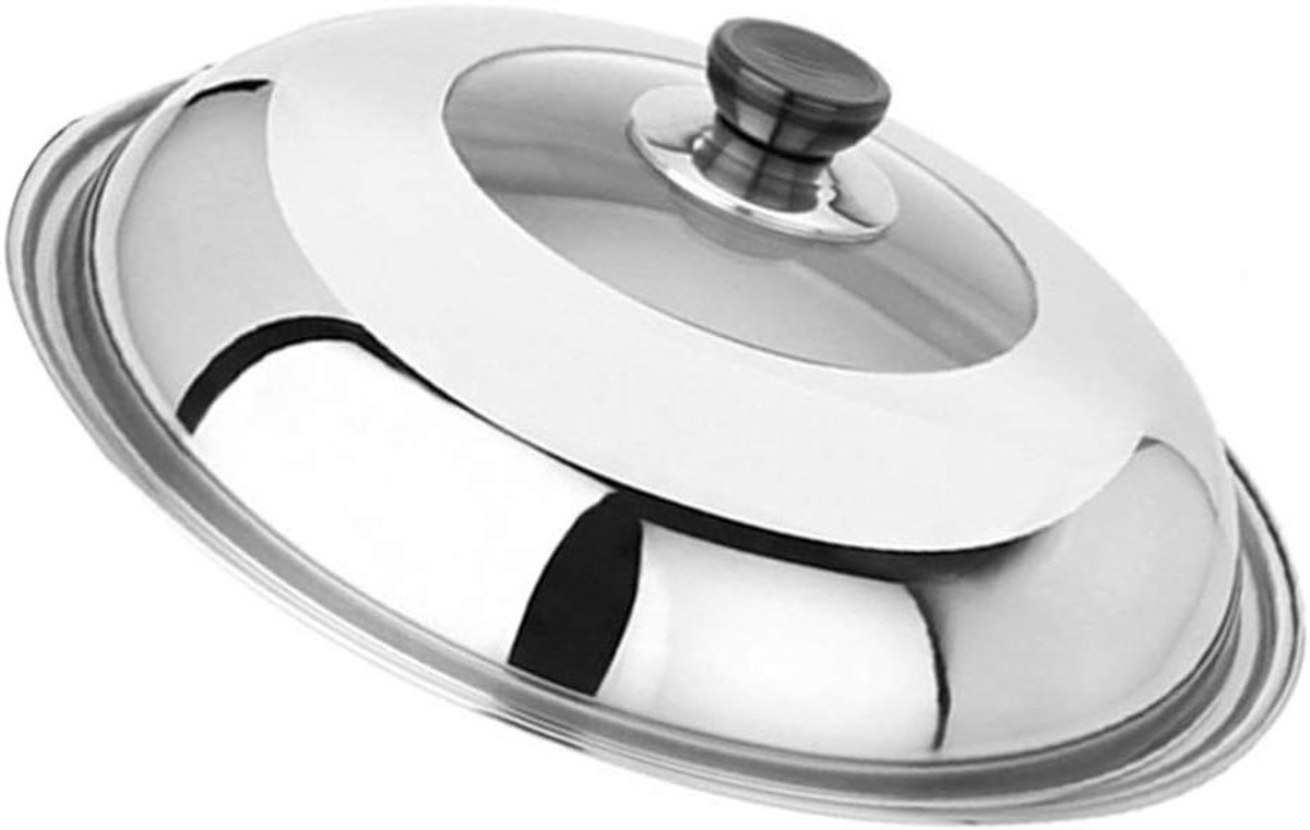 Metalen Pan Deksel - Universeel deksel pot - Koken en bakken - Roestvrij staal - 30 cm - Zilver