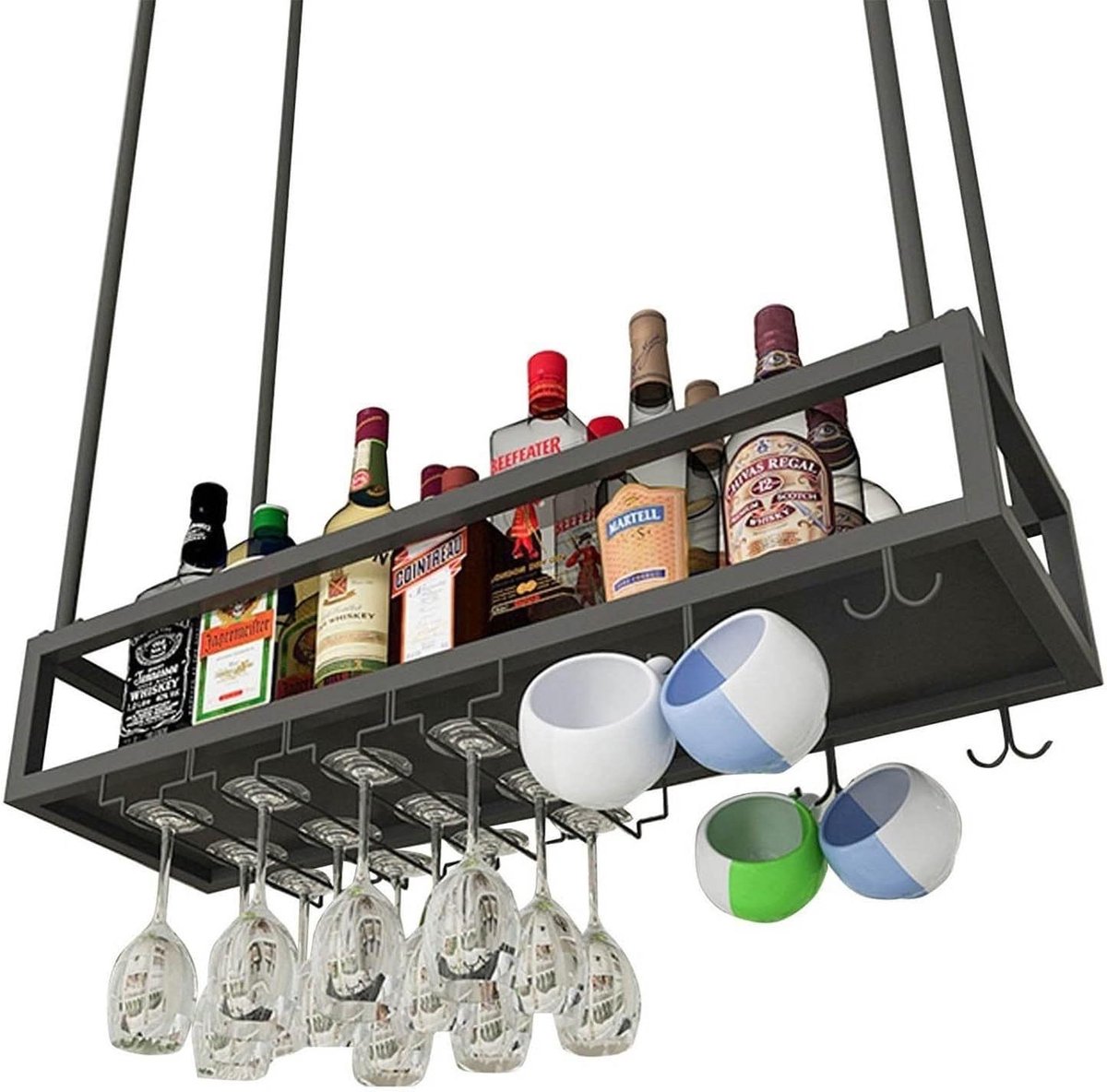 Wijnglashouder - Glazenrek Kast - Wijn Opslag - Verstelbare Hoogte - 30-60 cm - Zwart