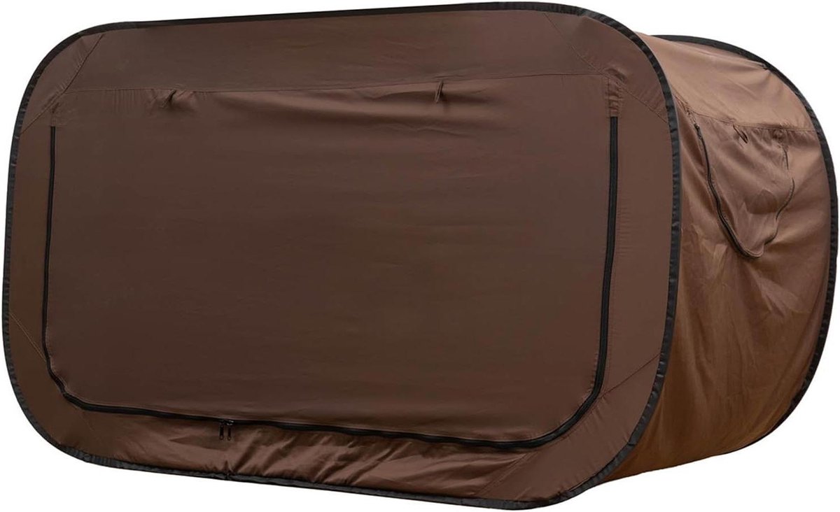 Bedtent voor kinderen en volwassenen, volledig gesloten pop-up bedtent voor outdoor camping, snelle montage en demontage, opvouwbaar, 45 x 45 cm, koffie