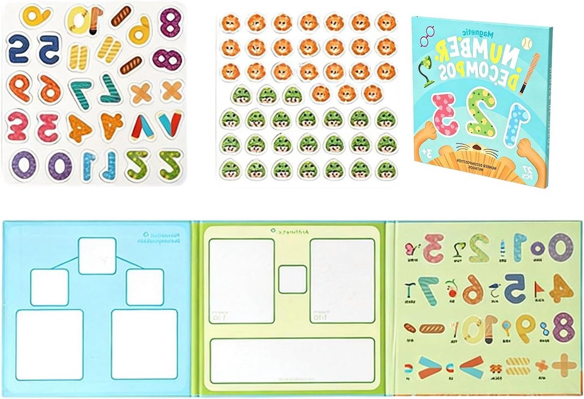 Magnetisch Breukenboek - Puzzel Speelgoed - Wiskunde Leren - Visueel Onderwijs - 20.4 x 20.4 cm - Multicolor