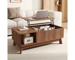 VVBV Woonkamertafel met Ribbelfront, Open Vakken - Lift-Top - MDF