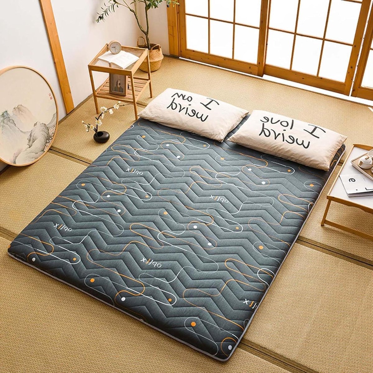 Vloermatras Futon - Slaapmat Gastenmat - Comfortabel Slapen - Opvouwbaar Ontwerp - 100x200cm - Wit