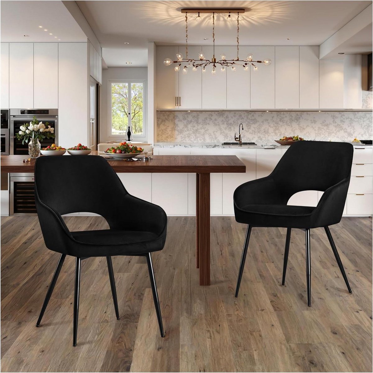 Eetkamerstoelen Set - Keukenstoelen Fluweel - Comfortabel Zitten - Verstelbare Stabiliteit