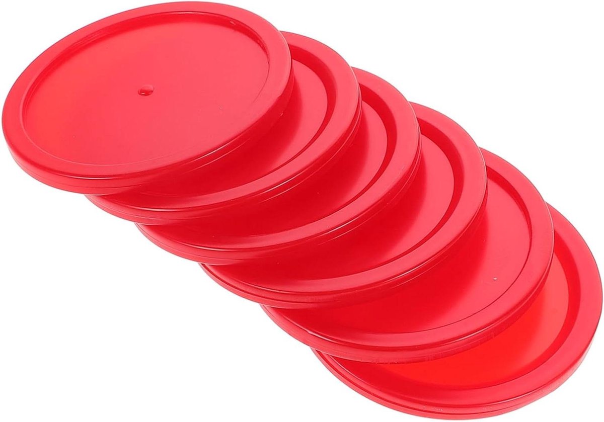 Ijshockey Pucks - Tafelhockey Schijven - Indoor Spelplezier - Soepel Glijdend Ontwerp - 6 Stuks - Rood