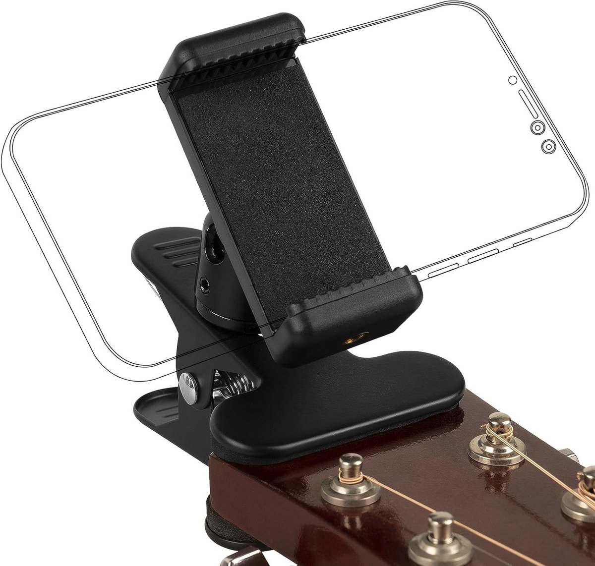 Guitar en Bass Hoofdtelefoonhouder voor Live Broadcast - Clip voor Smartphones en Tablets