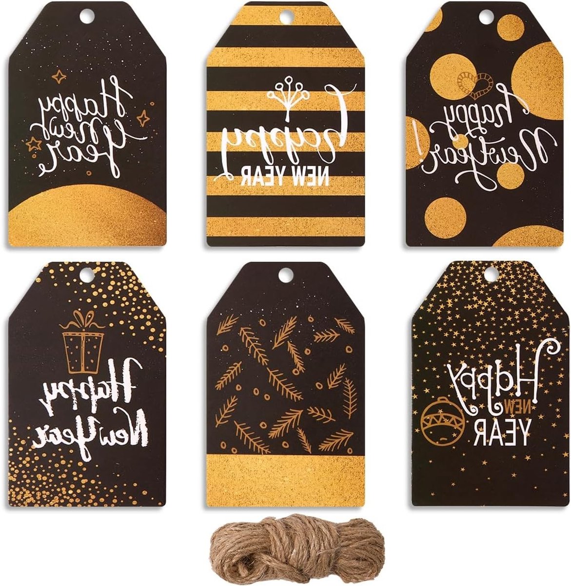 Kerstcadeau Labels van Kraftpapier met Touw voor Verpakking en Feestdecoratie - Meerkleurig, Duurzaam en Creatief