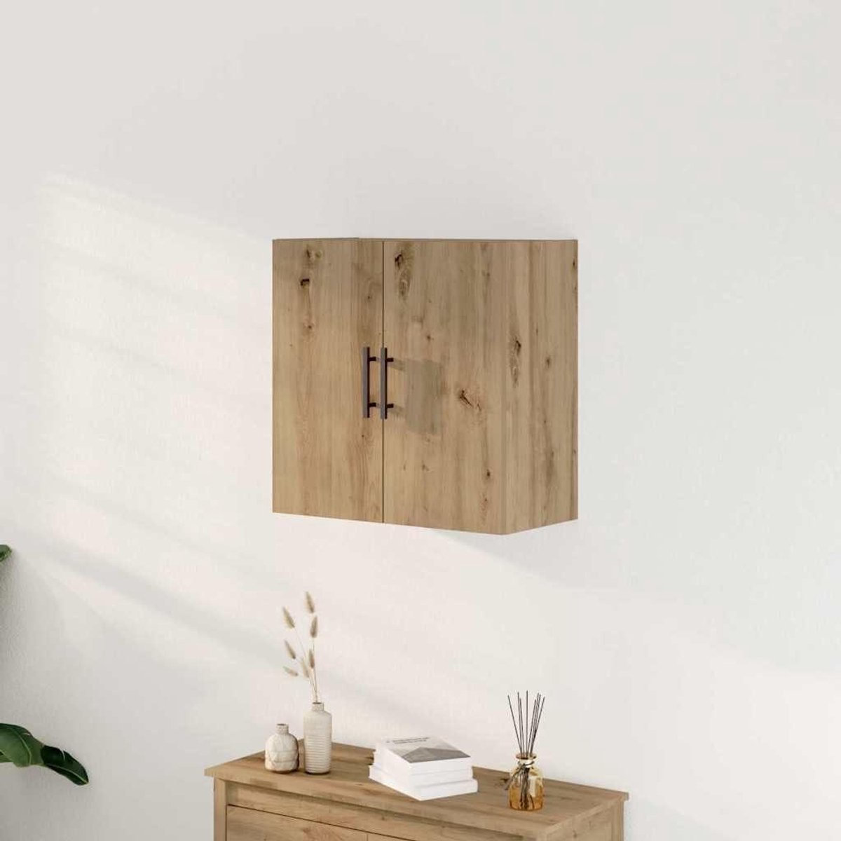 Wandkast - Opbergkast Hout - Ruimte Organiseren - Modern Design - 60 x 315 x 60 cm - Eikenkleur
